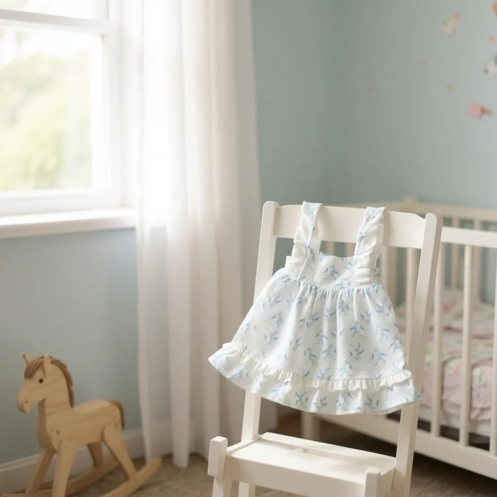 Adorable Blue and White Baby Dress- First Birthday Dress. Special occasion dress